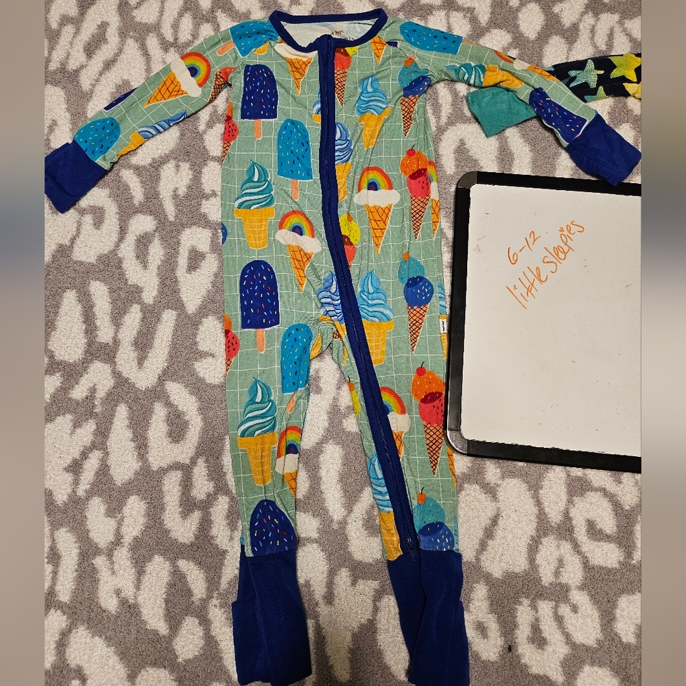 Little Sleepies Blue Footies Pajamas with Space Theme